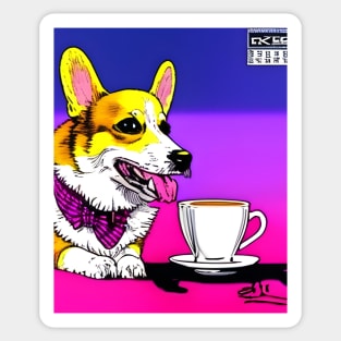 Corgi And Coffee Sticker